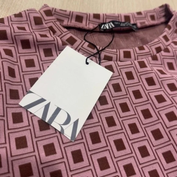 Zara Retro Geometric Pink Dress - Picture 3 of 4